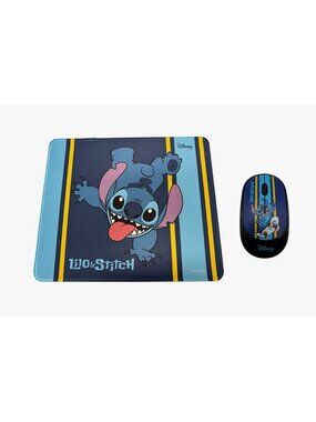 Disney Stitch Wireless Mouse and Mousepad Bundle With Ergonomic Design